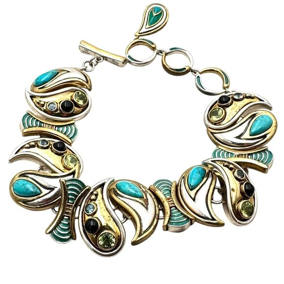 Echo of the Dreamer Womans Bracelet Sterling Silver Bronze Turquoise - Picture 1 of 6